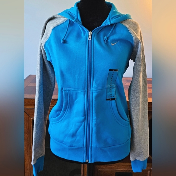 Nike Tops - NWT-Nike-Full-Zip Hoodie-Women's-Size Medium-Blue & Gray